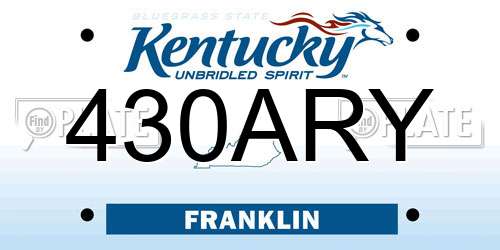 430ARY Kentucky License Plate