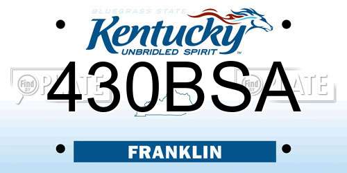 430BSA Kentucky License Plate