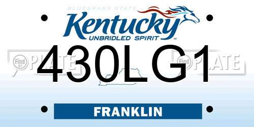 430LG1 Kentucky License Plate