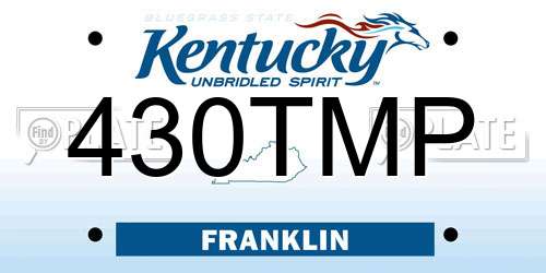 430TMP Kentucky License Plate
