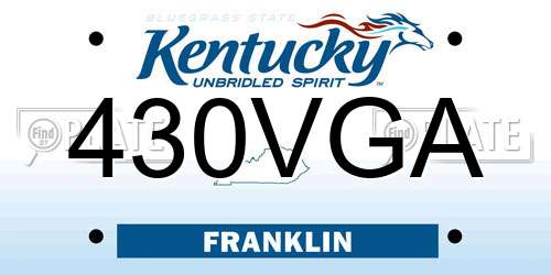 430VGA Kentucky License Plate
