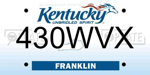430WVX Kentucky License Plate