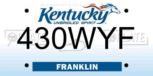 430WYF Kentucky License Plate