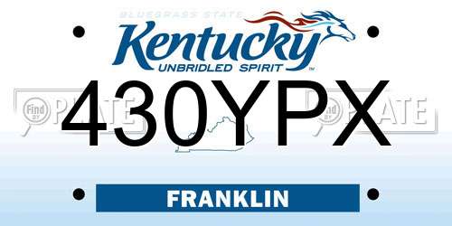 430YPX Kentucky License Plate