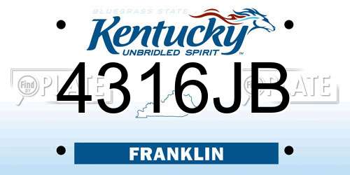 4316JB Kentucky License Plate