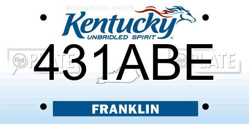 431ABE Kentucky License Plate