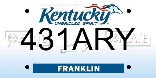 431ARY Kentucky License Plate