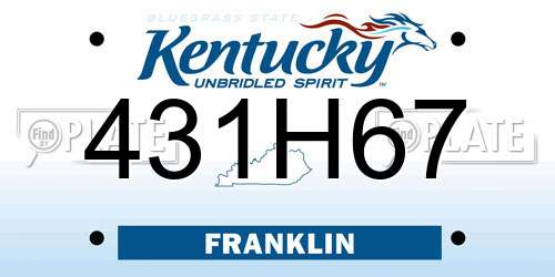 431H67 Kentucky License Plate