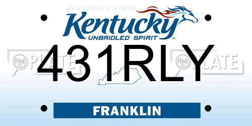 431RLY Kentucky License Plate