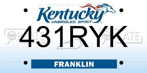 431RYK Kentucky License Plate