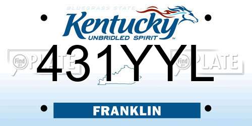 431YYL Kentucky License Plate
