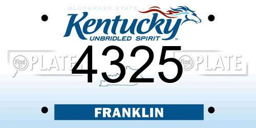 4325 Kentucky License Plate