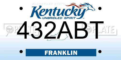 432ABT Kentucky License Plate