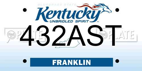 432AST Kentucky License Plate