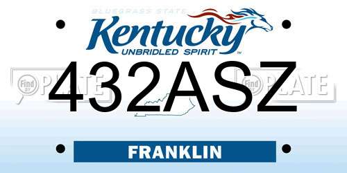 432ASZ Kentucky License Plate