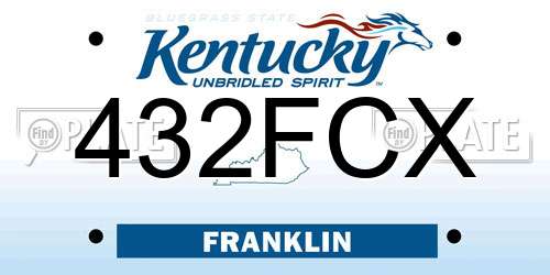 432FCX Kentucky License Plate