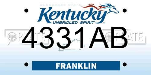 4331AB Kentucky License Plate