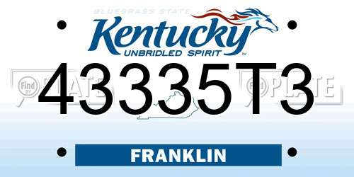 43335T3 Kentucky License Plate