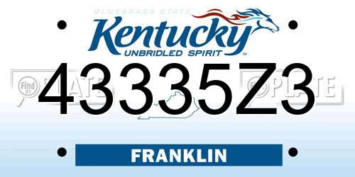 43335Z3 Kentucky License Plate