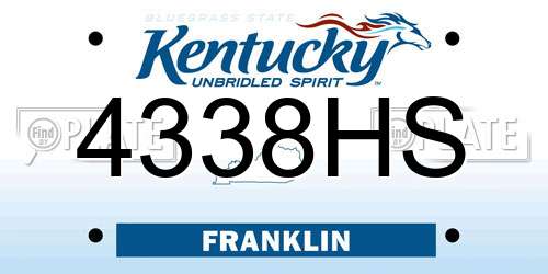 4338HS Kentucky License Plate