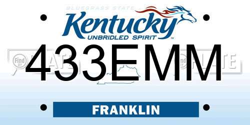 433EMM Kentucky License Plate