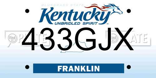 433GJX Kentucky License Plate