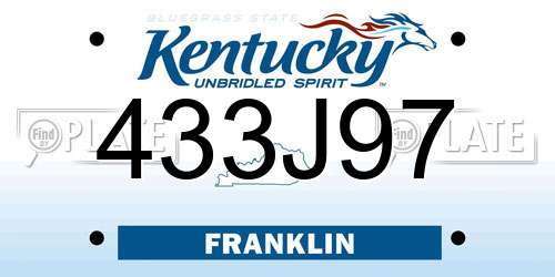 433J97 Kentucky License Plate
