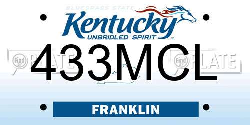433MCL Kentucky License Plate
