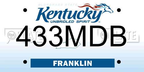 433MDB Kentucky License Plate