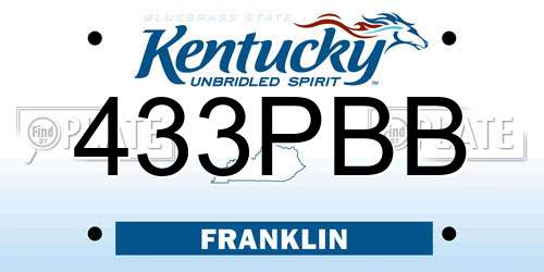 433PBB Kentucky License Plate
