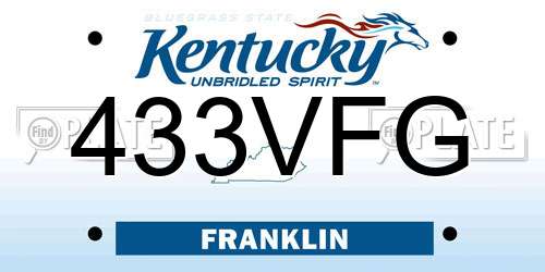 433VFG Kentucky License Plate