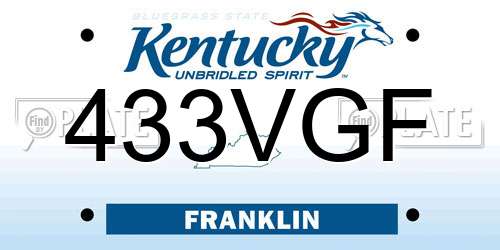 433VGF Kentucky License Plate