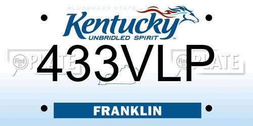 433VLP Kentucky License Plate
