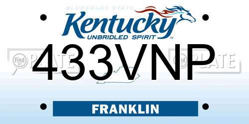 433VNP Kentucky License Plate