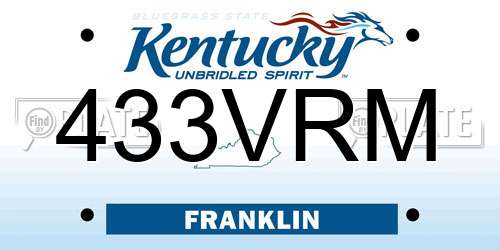 433VRM Kentucky License Plate