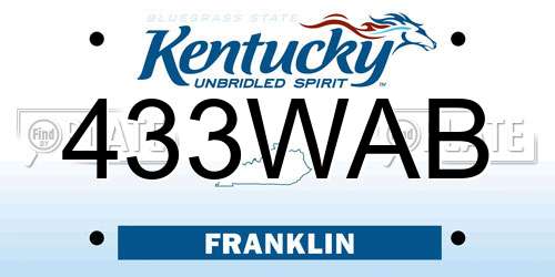 433WAB Kentucky License Plate