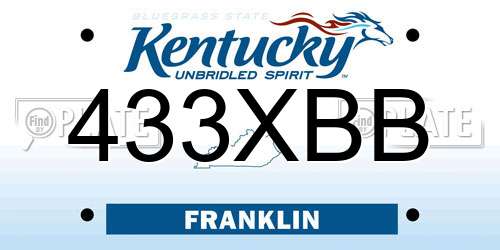 433XBB Kentucky License Plate