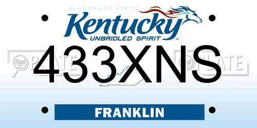 433XNS Kentucky License Plate