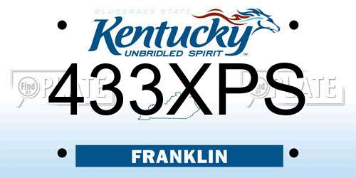 433XPS Kentucky License Plate