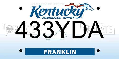 433YDA Kentucky License Plate