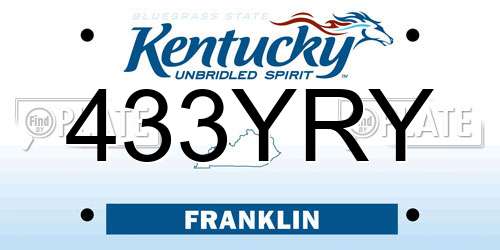 433YRY Kentucky License Plate