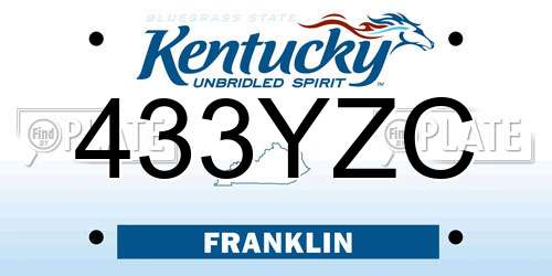433YZC Kentucky License Plate