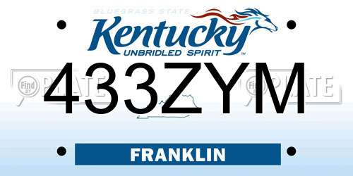 433ZYM Kentucky License Plate