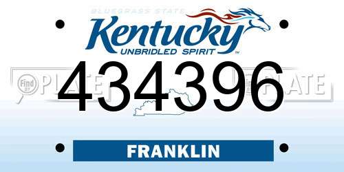 434396 Kentucky License Plate