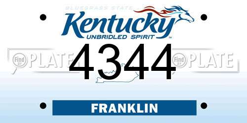 4344 Kentucky License Plate