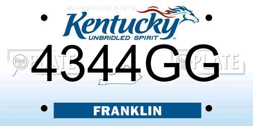 4344GG Kentucky License Plate