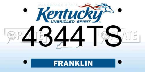4344TS Kentucky License Plate