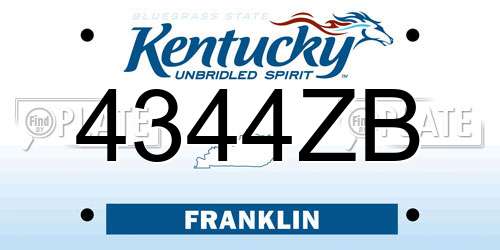 4344ZB Kentucky License Plate