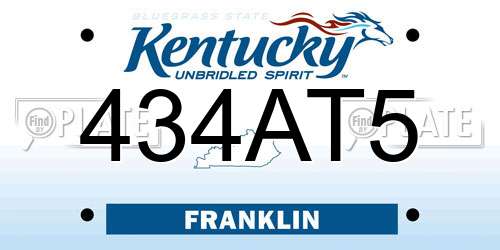 434AT5 Kentucky License Plate