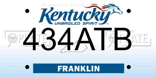 434ATB Kentucky License Plate